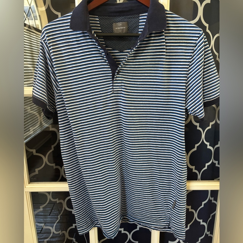 Peter Werth Classic Navy Striped Polo Shirt